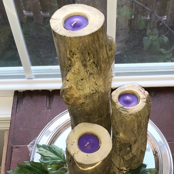 Extra Large Driftwood Candles set of 3 Tea Lights - Picture 9 of 13
